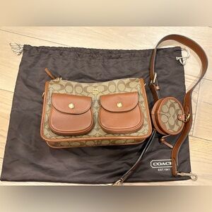 Coach monogram penny utility crossbody EUC with coin purse